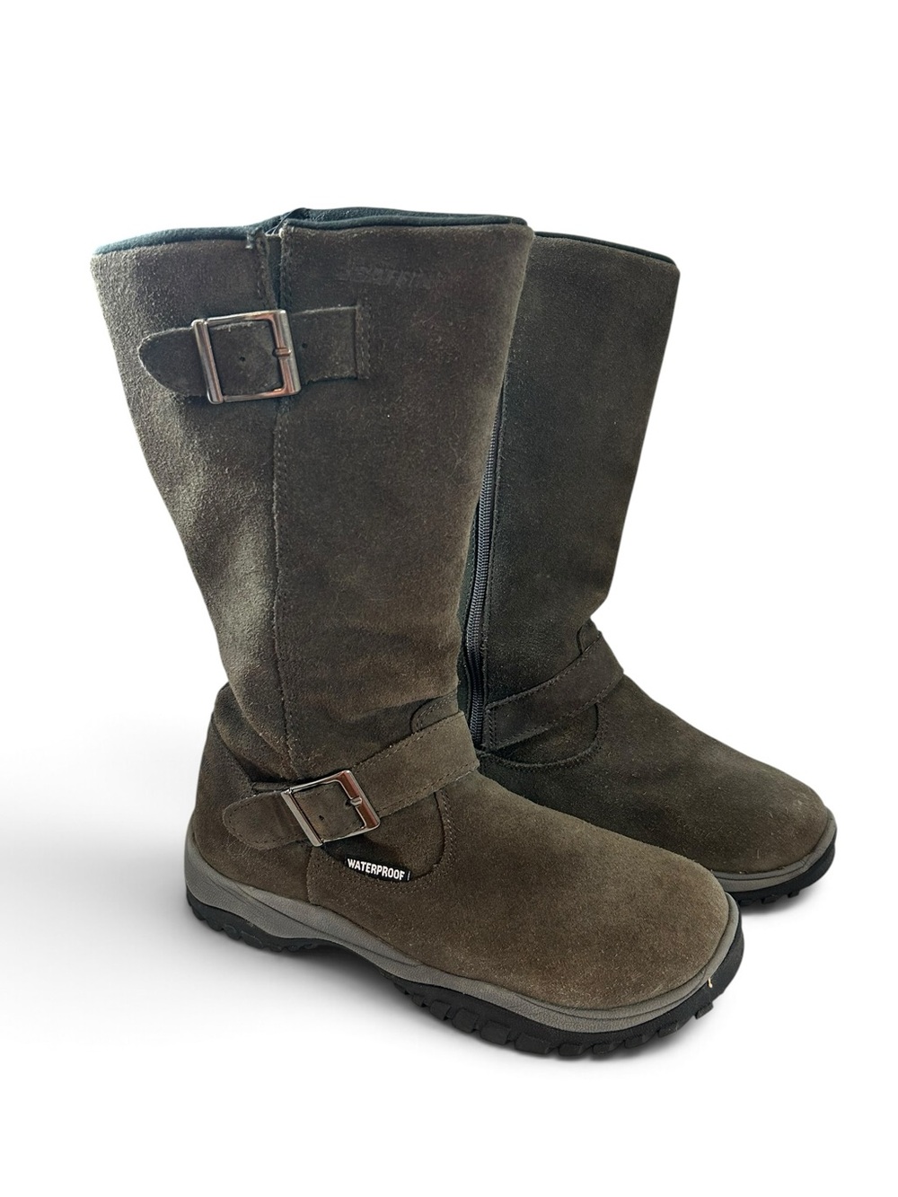 Baffin Charlee Waterproof Suede Mid-Calf Winter Boots Size 9 Olive Brown
